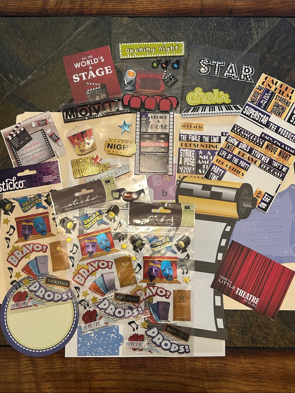 Scrapbooking Theater sticker/paper accents bundle!